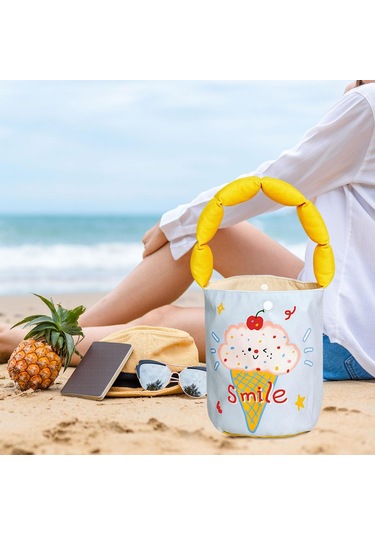 Homyl Kadın Kova Çantası Taşınabilir Çanta Günlük Sevimli Dondurma Deseni