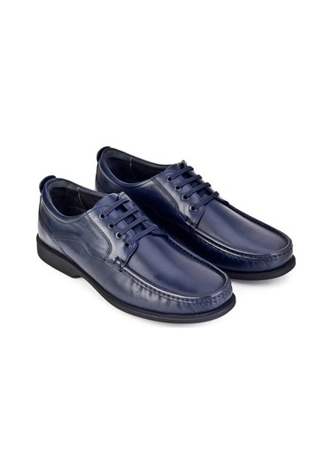 Hakiki Deri Lacivert Bağcıklı Erkek Günlük Ayakkabı-Lacivert (521641789) Lacivert