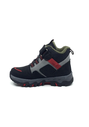 Taşpınar Pro - Star Erkek Rahat Çocuk Kışlık Kısa Bot Spor Ayakkabı 23-35 Siyah - Kırmızı