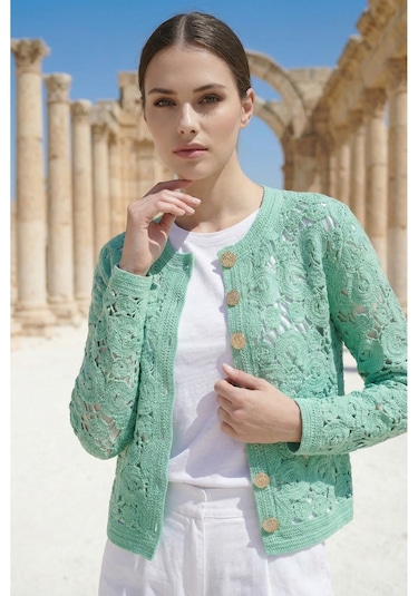 Sayzen Your Shine Gold Düğmeli Nakış Işlemeli Ceket Sy-shn2609 Mint Yeşili