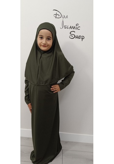 Kız Çocuk Tek Parça Namaz Elbisesi Haki Yeşili Haki