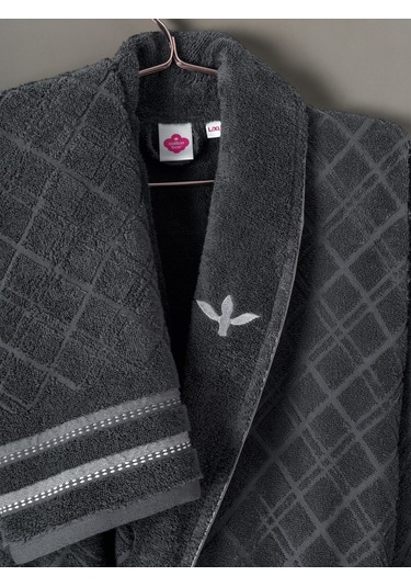 Cotton Box Masculıne Carlos Aile Bornozseti Carlos Beyaz-antrasit Antrasit