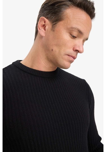 Defacto Standart Fit Bisiklet Yaka Basic Dokulu Triko Kazak E0811ax25wnbk27 Siyah