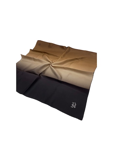 Levidor Twill İpek Eşarp - Degrade - Siyah Kahve - Siyah Kahve