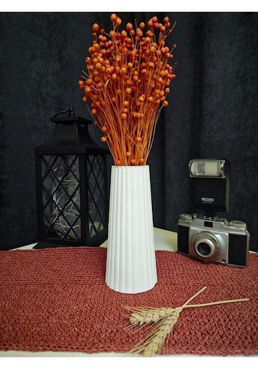 Beyaz Iskandinav Vazo 20cm Çok Renkli