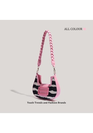 Charhp&kejnt Zebra Desen At Kılı Koltuk Altı Çantası Kadın Sonbahar Ve Kış Tek Omuz Hilal Baget Çanta Kırmızı - Pembe