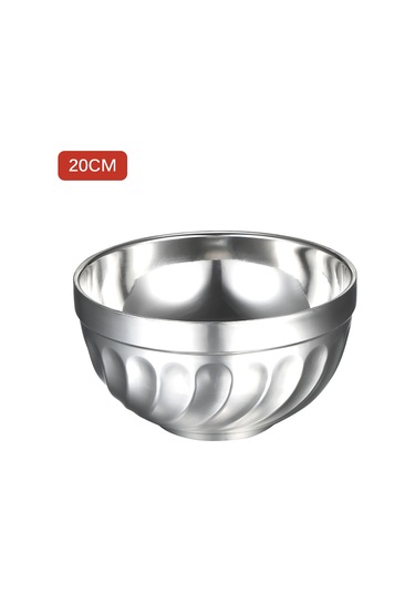 Geeksen 20cm Çocuklar İçin Paslanmaz Çelik Çift Duvarlı Isı Yalıtımlı, Düşmeye Dayanıklı Yemek/kelleci Kasesi - Gümüş Rengi