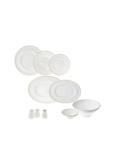 Jumbo 60 Parça Star Yemek Takımı Gold Altın - Beyaz