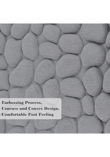 Neevoyu Gri 3d Elmas Desenli Hafıza Köpük Banyo Halısı - Yumuşak, Su Emici, Kayma Engellli - 40x60 Cm Gri