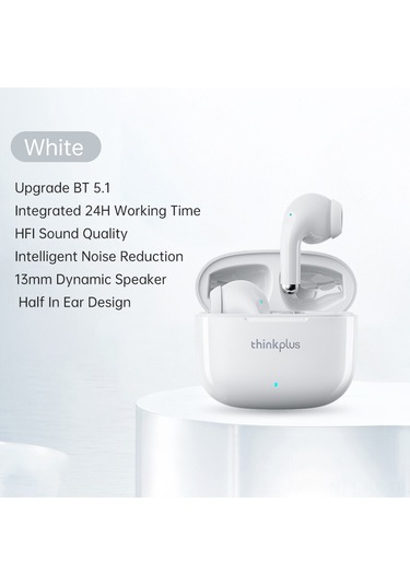 Kangvka Lenovo Lp40 Pro Kablosuz Bluetooth Kulaklık, Spor İçin Yarı Kulak İçi Tasarım, Uzun Pil Ömrü, Beyaz Stk İngilizce Sinyal Versiyonu