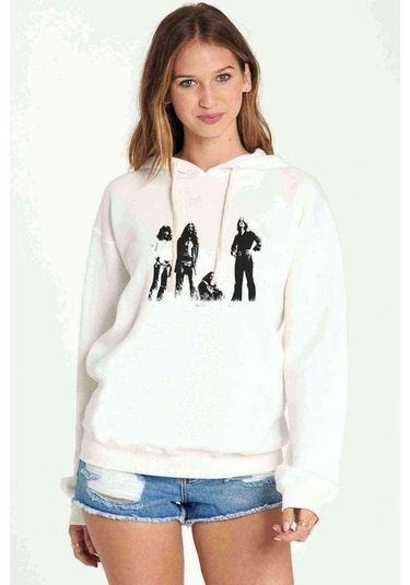 Black Sabbath Poster Heavy Metal Albüm Baskılı Beyaz Kadın Kapşo