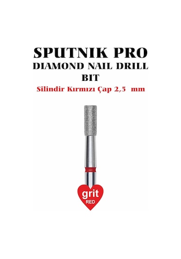 Elmas Silindir Freze Kırmızı Çap 2,5mm