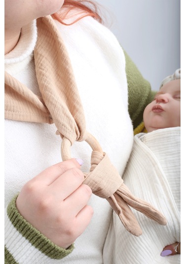 Luckka Çok Amaçlı Müslin Oyuncak , Diş Kaşıyıcı , Puset Oyuncağı , Emzik Tutacağı , Fular - Ztcrınkletoy Kahve Kahverengi