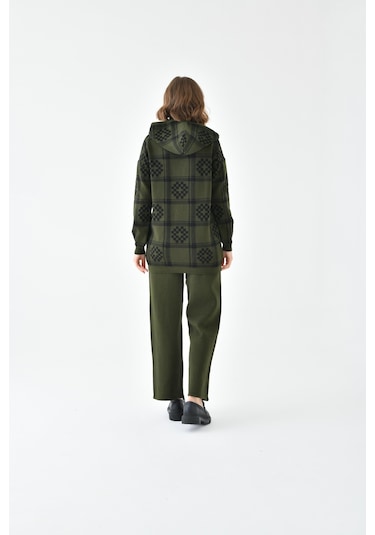 Ftz Women Kadın Dama Desenli İkili Takım Haki 20604-haki Haki