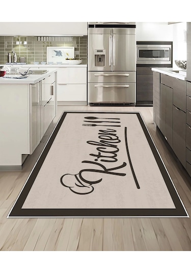 Dijidekor Işıltı Koleksiyonu Model244 Süngerli Dijital Baskılı Saçaksız Mutfak Halısı Yolluk