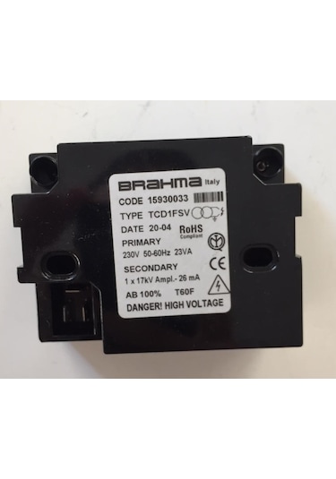 BRAHMA TCD1FSV Elektronik Ateşleme Transformatörü 15930033 230V 50-60Hz 23VA 1 x 17kV 100%