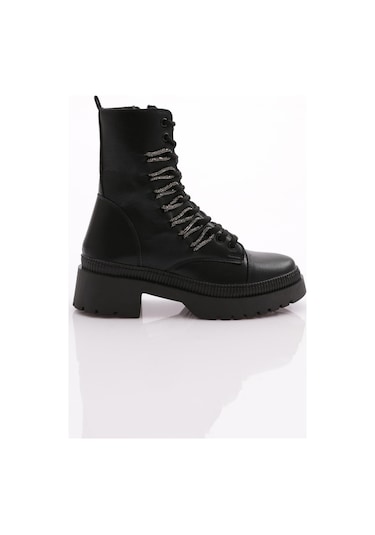 Dgn K9075 Kadin Bağcikli Silver Taş Bağcikli Bot K9075-1916-R145808 Siyah