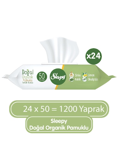 Sleepy Doğal Organik Pamuklu Temizlik Havlusu 24 X 50'Li