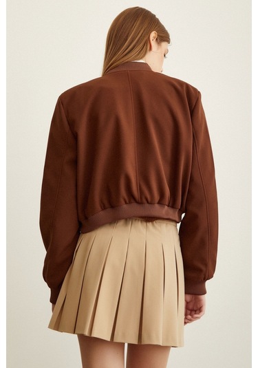 Never More Astarlı Çıt Çıtlı Mont Kahve Kahverengi