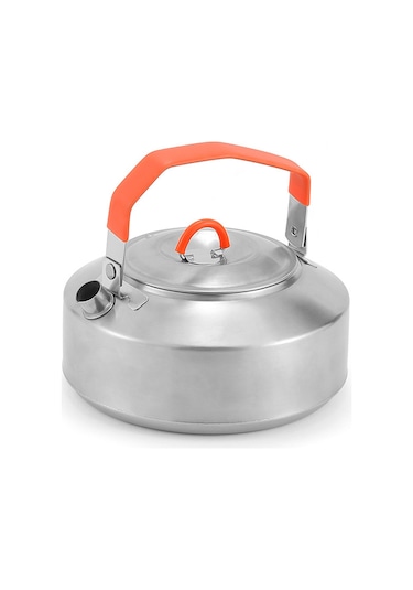 Teltree 1l Çelik Paslanmaz Kamp Çay/su Kaynatıcı, Silikon Kollü, Taşınabilir Piknik-faaliyetleri İçin Gümüş