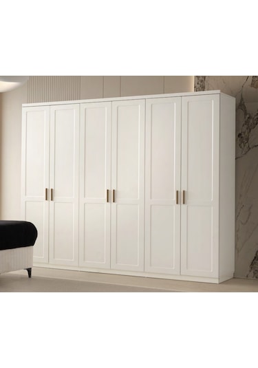 Aylan  Mdf Membran 6 Kapaklı Gardırop ve Yatak Odası Takımı - Baza Hariç