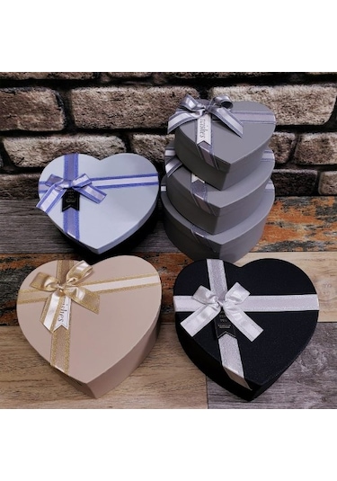 Hediyelik Kalp Kutu 3 Lü Set