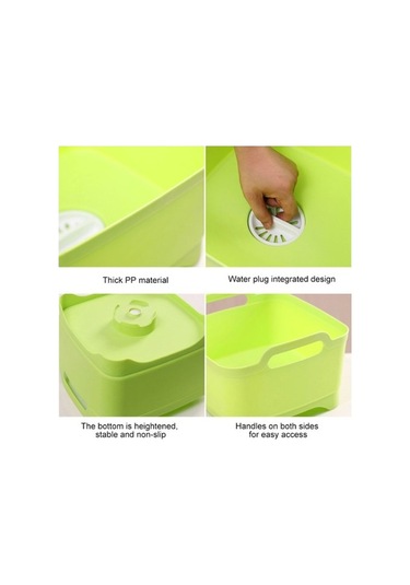 Dancemonkey 2 Adet Pratik Mutfak Plastik Sebze Yıkama Sepeti Ahşap