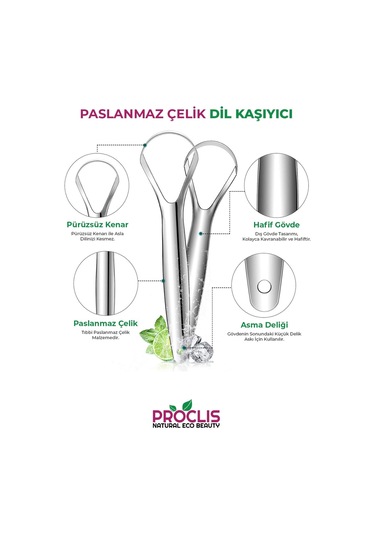 Proclis Paslanmaz Çelik Dil Temizleyici / Dil Sıyırıcı Küçük