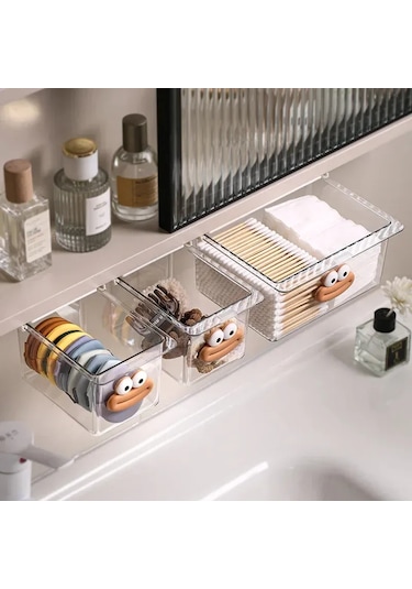Kosona Banyo Dolabı Makyaj Organizer - Transparent Küçük Boy, Deliksiz Kurulum, Makyaj Ve Tamponluk Saklama Kutusu Diğer