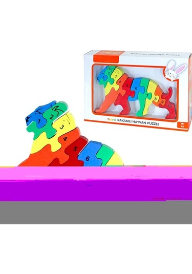 Ahşap Aslan Bemi 3d Rakamlı Aslan Puzzle Eğitici Öğretici