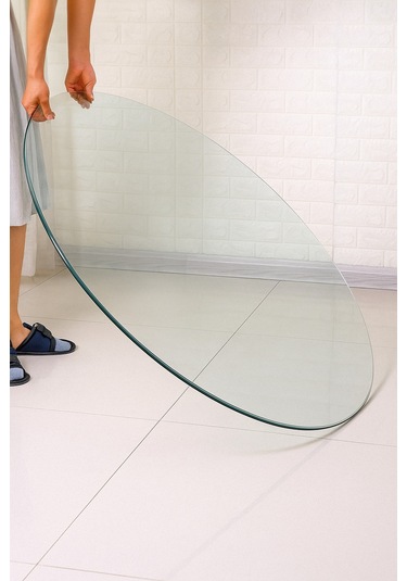 Temperli Cam Yuvarlak Cam Dayanıklı, Şık Dekoratif Cam Masa Üstü 4 Mm Beyaz