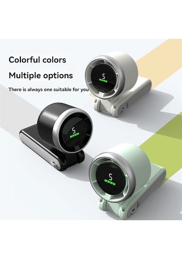 Honmex 3'ü Bir Arada El Tutanlı Mini Turbin Fan: 5 Hızlı Usb Çevirilebilir Masaüstü/neck Fan, 3600mah Batarya Ve Askı Kordonu - Beyaz