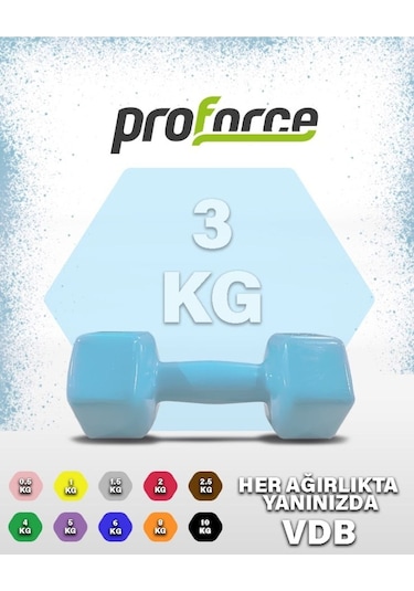 Proforce Vdb Dışı Vinil Kaplı Içi Çelik Döküm Ağırlık Dambıl 3 Kg