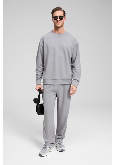 Grimelange Vıento Erkek Bisiklet Yaka Uzun Kollu Regular Fit Gri Sweatshirt Gri