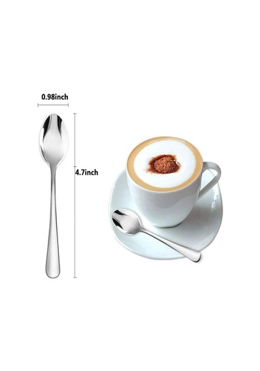 Kosona 6 Adet Mini Paslanmaz Çelik Kaşıklık - 4.7 İnçlik Gümüş Renkli Yemek Kalitesi, Ayna Parlatma, Türk Kahvesi Ve Tatlılar İçin Uygun Gümüş