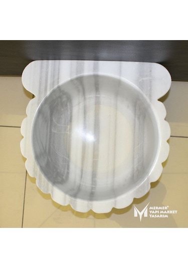 Marmara Beyaz Mermer Ince Dilimli Kulaksız Kurna