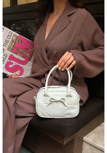 Shule Bags Perfect Kurdele Detaylı El Ve Çapraz Çanta Krem Krem