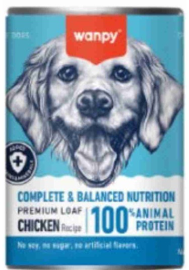 Wanpy Tahılsız %100 Gerçek Et Tavuklu Köpek Konservesi 375 Gr
