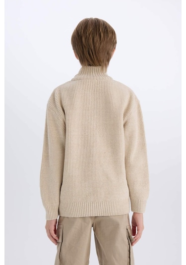 DeFacto Erkek Çocuk Fermuarlı Dik Yaka Triko Kazak C9671A824AUER115