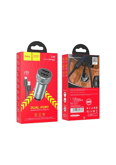 Hoco Z49 Çift Usb Giriş Araç Şarj Başlığı +usb To Type-c Kablolu