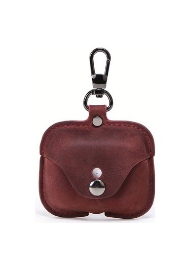 Techbloom Luxury Italyan Crazy Horse Deri Kılıf Airpods Uyumlu Pro 3 İçin Premium Sığır Derisi Koruyucu Kılıf Crimson 01