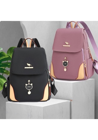 Luckydog Lacivert Kadın Moda Çok Yönlü Naylon Sırt Çantaları Su Geçirmez Büyük Kapasiteli Bayanlar Okul Çantaları Kadın Seyah Lacivert