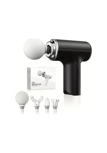 Masaj Tabancası Darbeli Titreşimli 4 Başlıklı Profesyonel Şarjlı Mini Masaj Aleti 4741 Açık Mavi