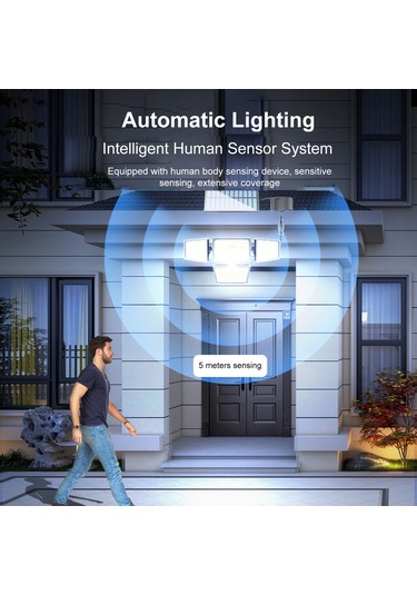 Vkemall Ev Bahçe Duvar Lambası Güneş Enerjili 4 Ayağı 283 Led Işık 6000-7000k Ip44 Su Geçirmez Vücut Algılama 3-5m Ty10811