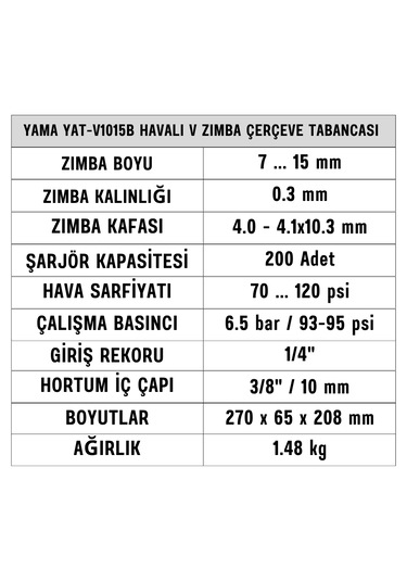Yama YAT-V1015B Havalı V Zımba Çerçeve Tabancası