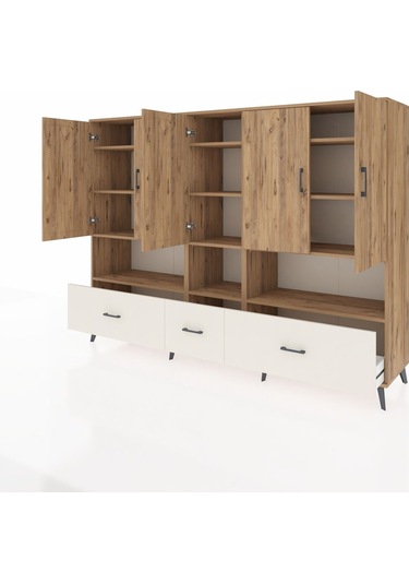 Hyperion Dolap 12 Raflı 3 Çekmeceli 5 Kapaklı 220x44x163 Çam-çam/ Çam-çam/aytaşı
