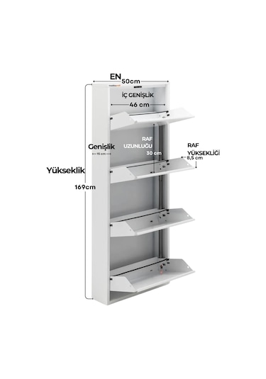 4'lü Metal Ayakkabılık - Beyaz