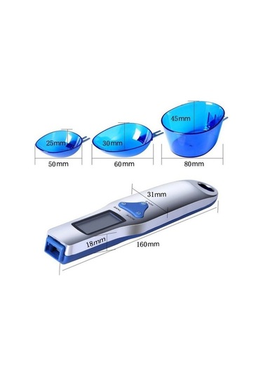 Dancemonkey Yüksek Hassasiyetli Lcd Ekran Dijital Ölçüm Kaşığı 500gr-0.1gr, Küçük Boyutlu Tasarım Gri - Mavi
