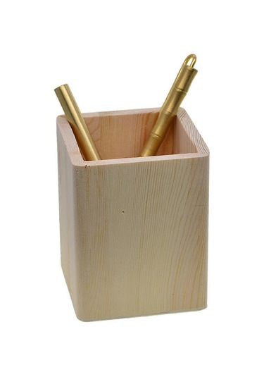 Ganzhoushop Premium Boyanmamış Ahşap Kalem Kalemlik Kırtasiye Kabı Ahşap Düzenleyici Kutu Çalışma İş Kullanımı İçin Kılıf -