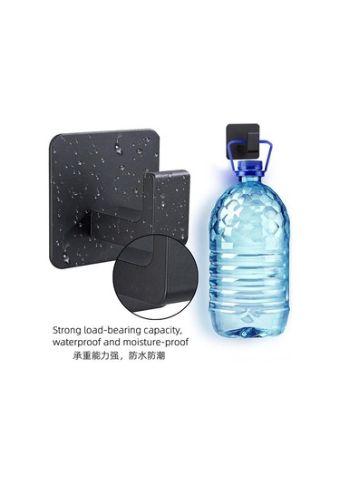 Mufunye Banyo Mutfak Metal Duvar Kanca - Delme Yok Yapışkan Kapı Arkası Çamaşır Askısı 4 Adet Siyah Siyah